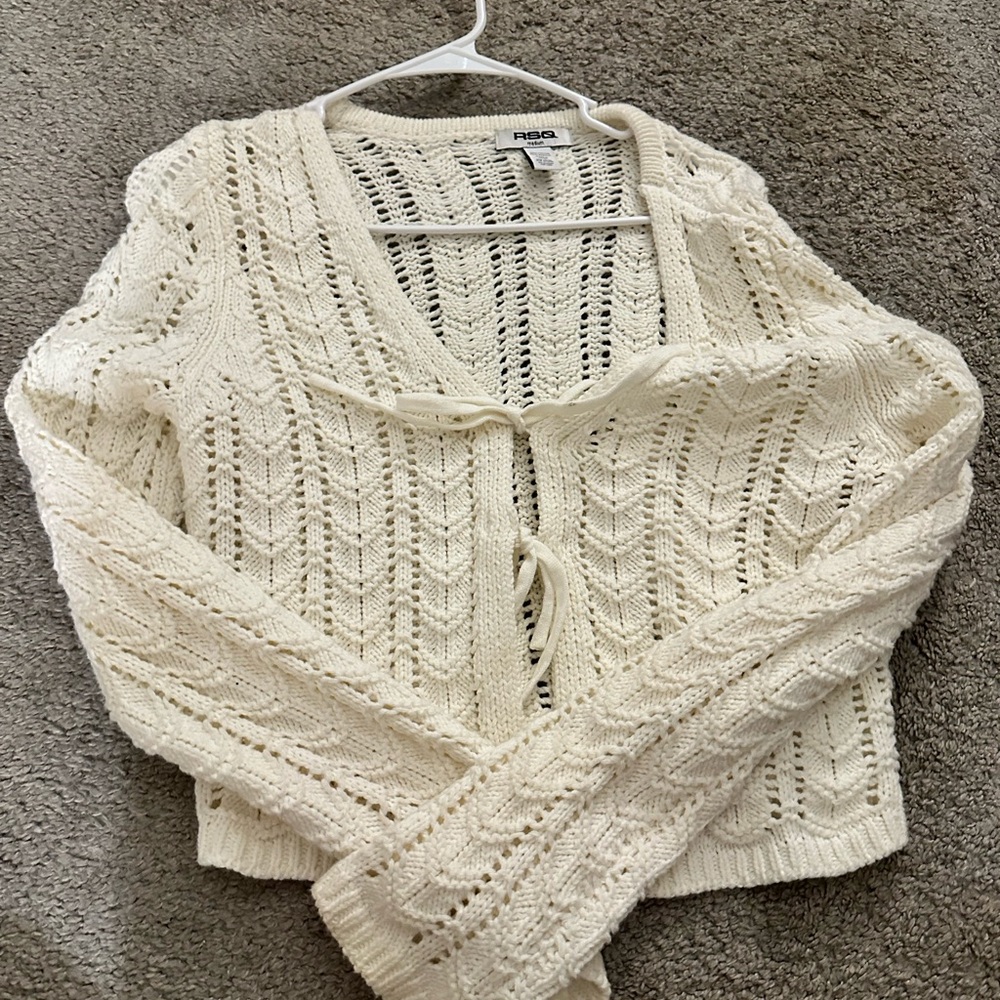 RSQ Cream Open-Knit Cardigan